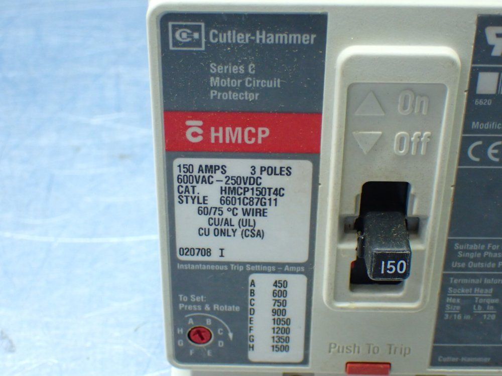 Cutler-hammer Motor Circuit Protector. - Hmcp150t4c