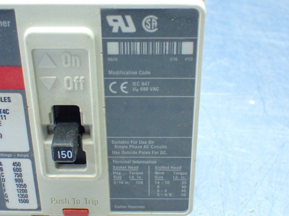 Cutler-hammer Motor Circuit Protector. - Hmcp150t4c