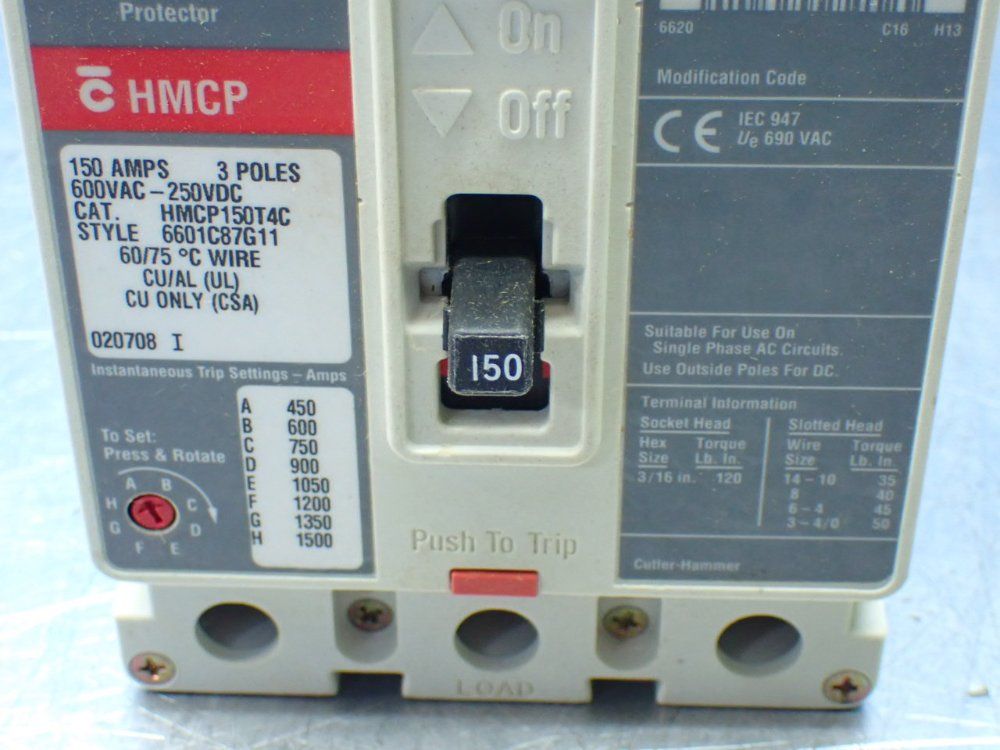 Cutler-hammer Motor Circuit Protector. - Hmcp150t4c