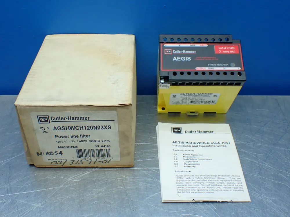 Cutler-hammer Aegis Power Line Filter. - Agshwch120n03xs