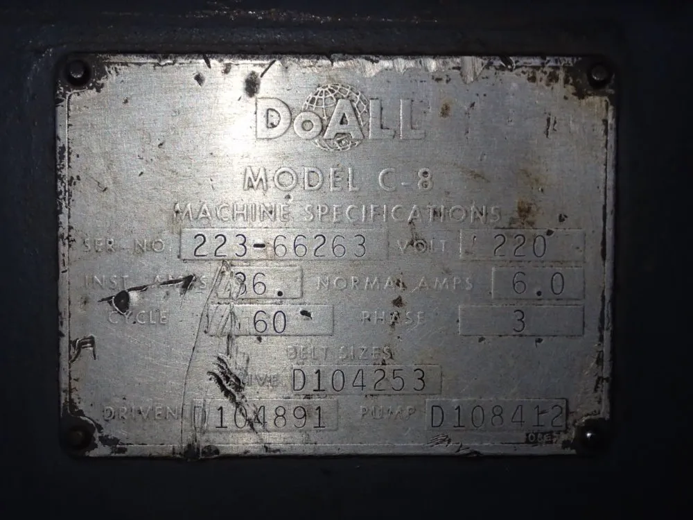 Doall 13 1/2" X 20" Horizontal Band Saw - C-8