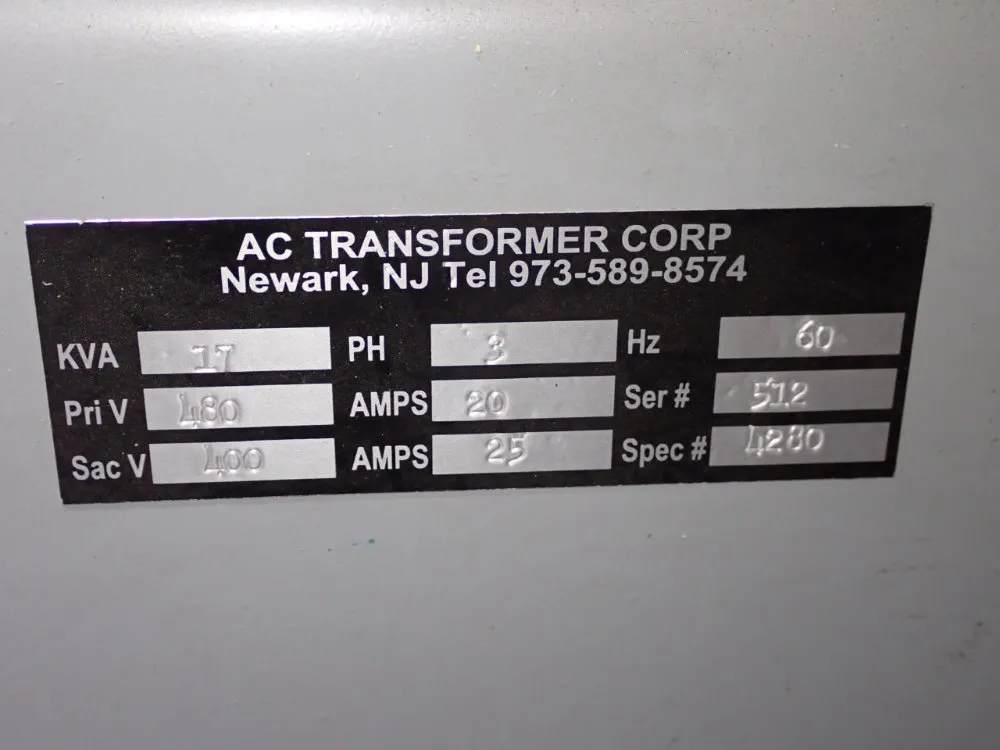 Ac Transformer Corp 17 Kva Transformer