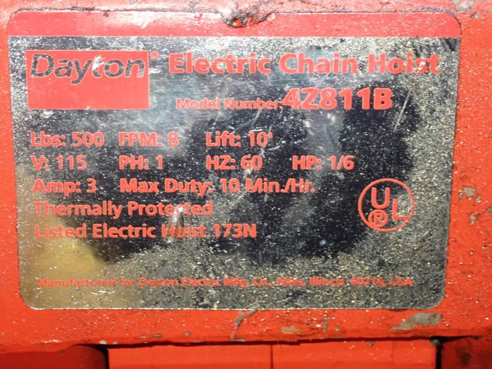 Dayton 550 Lbs Chain Hoist - 4z8118