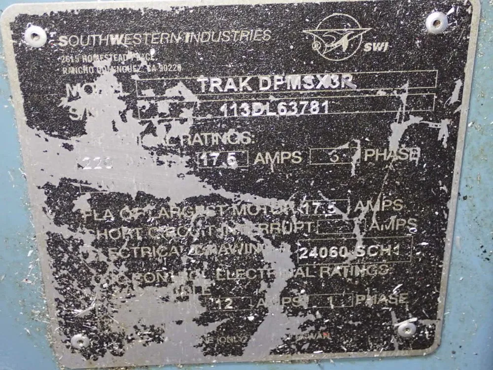 Southwestern 10" X 50" Cnc Vertical Mill - Trak Spmsx3p