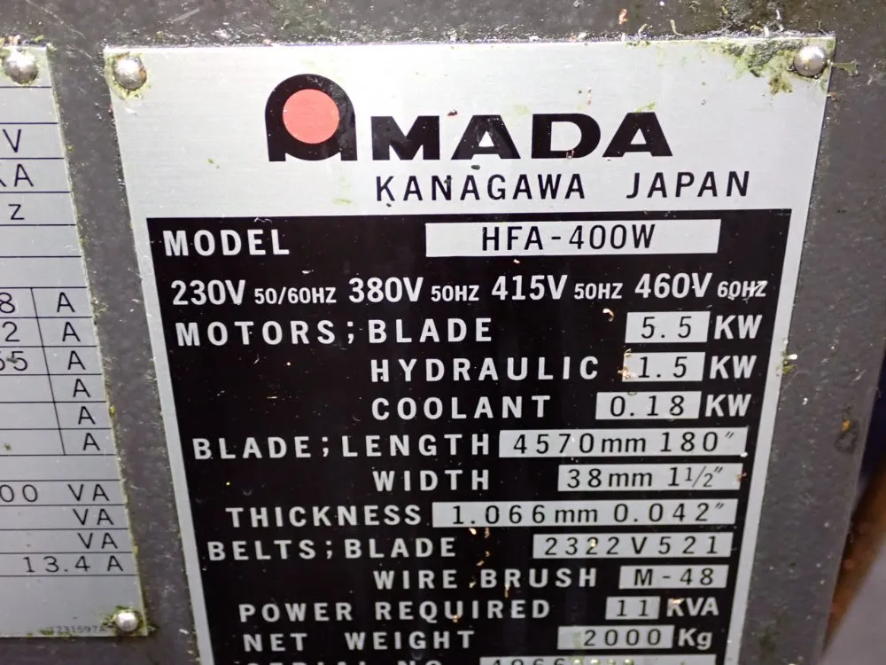 18" X 17" Horizontal Band Saw - Hfa-400w