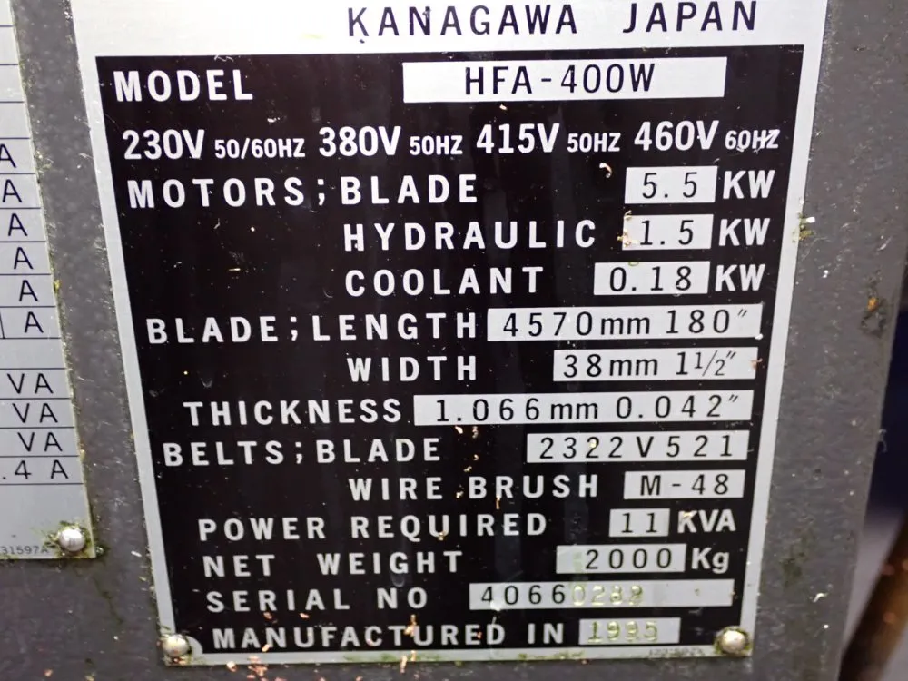 18" X 17" Horizontal Band Saw - Hfa-400w