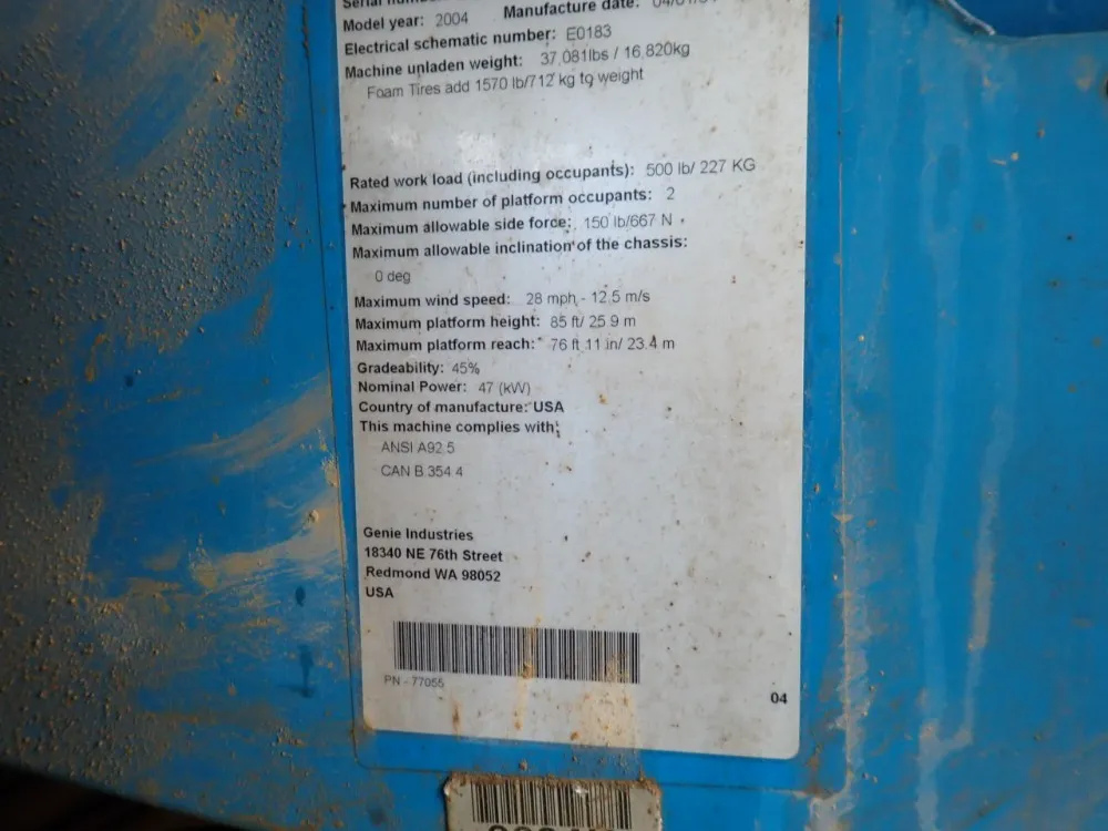 Genie 500 Lbs Boom Lift - S-85