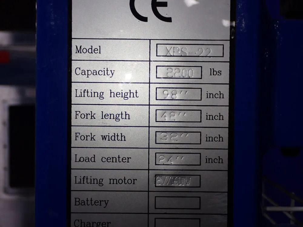 Blue Giant 2200 Lbs Electric Stacker - Xps-22