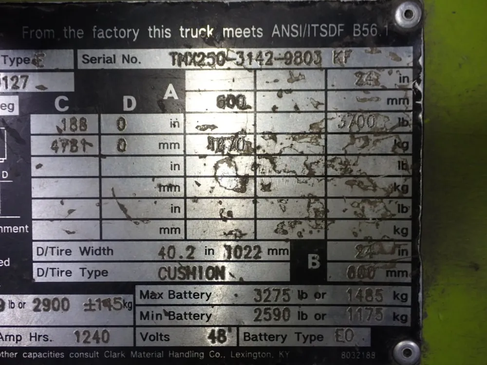 Clark 3700 Lbs Electric Forklift - Tmx20