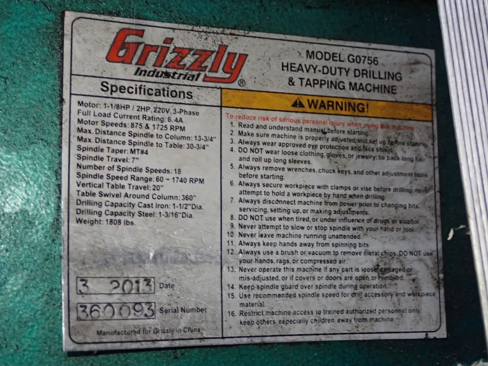 Grizzly 28" Drill Press - G0756