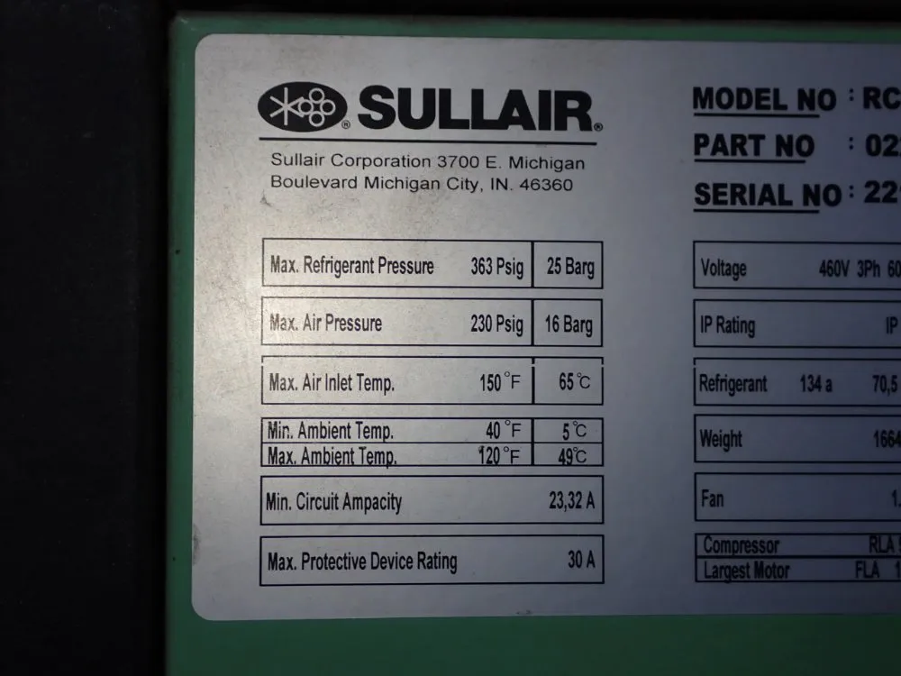 Sullair Air Dryer - Rc-1200-460-3-60-a