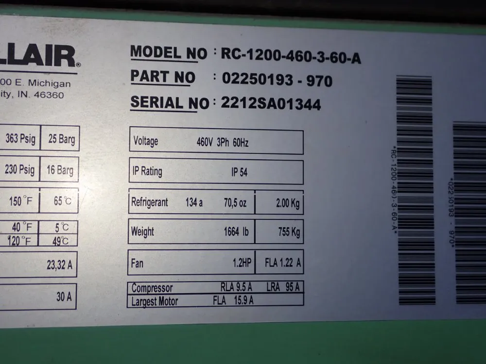 Sullair Air Dryer - Rc-1200-460-3-60-a