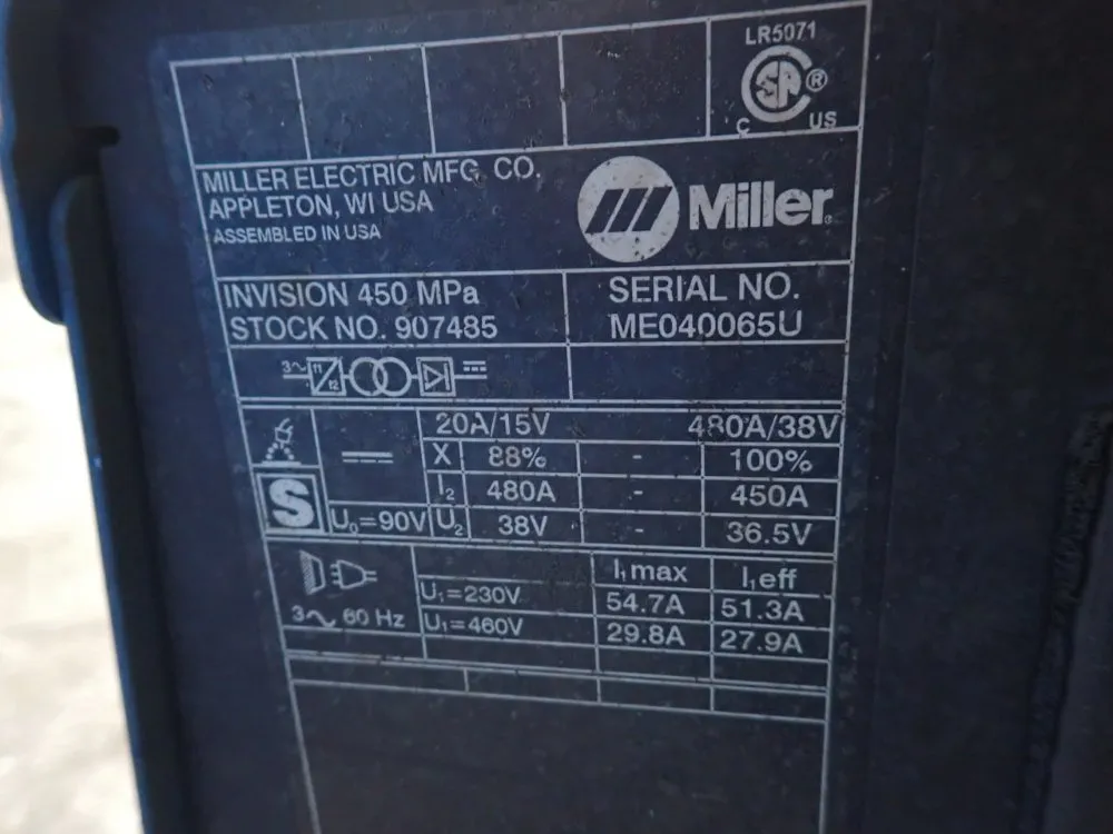 Miller 450 A Welder - Invision 450 Mpa
