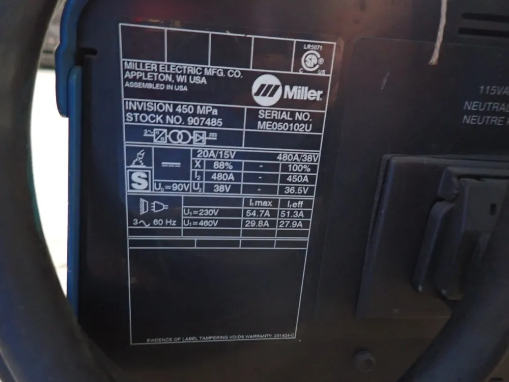 Miller 450 A Welder W/ Wire Feeder - Invision 450 Mpa