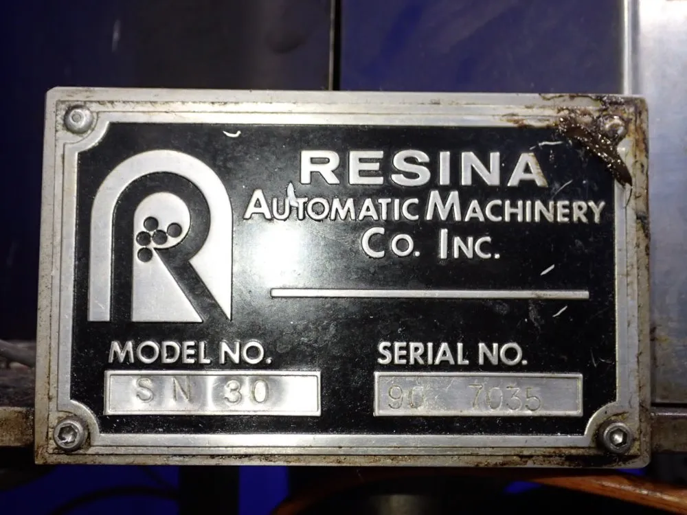 Resina Automatic Machinery 4 1/2" X 98" Capper - Sn30