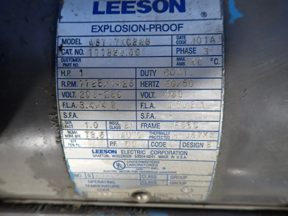 Leeson 1 Hp Electric Motor - A6t17xc226