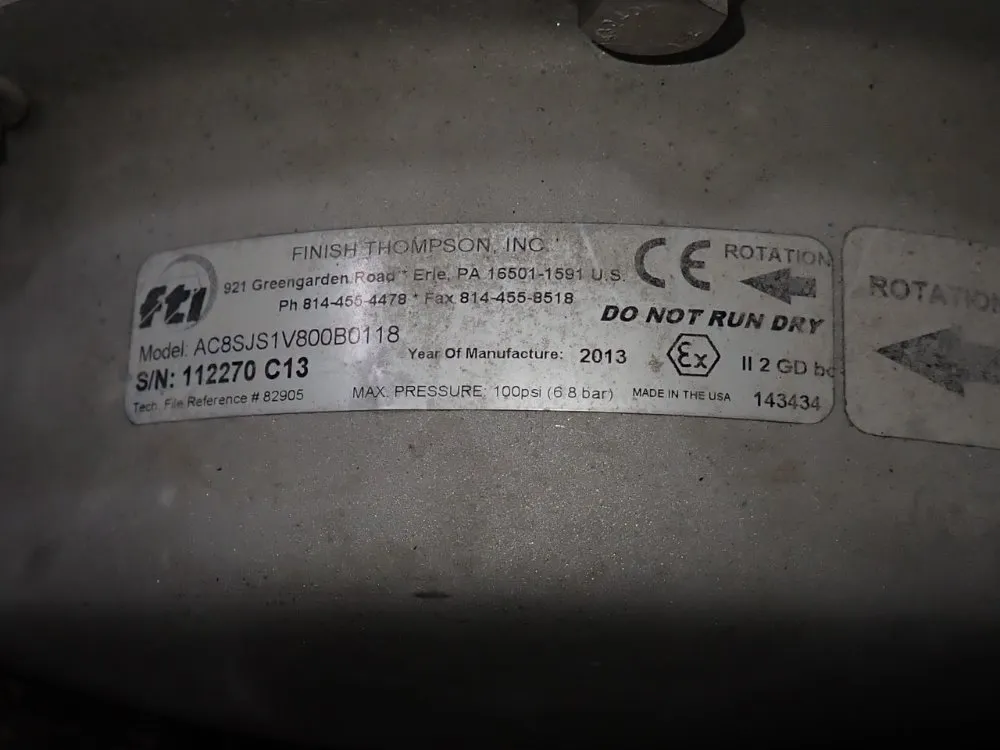 Finish Thompson 7.5 Hp Pump - Ac8sjs1v800b0118