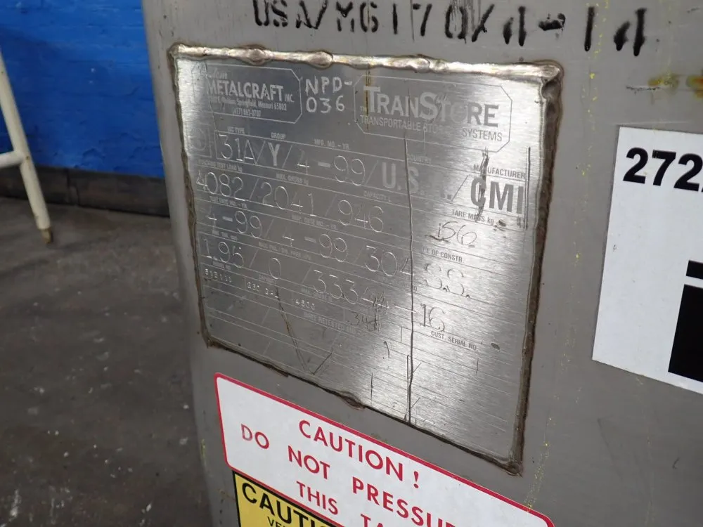 Metal Craft Inc. 250 Gal Transportable S/s Tank - 513111