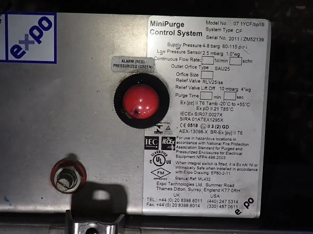 Expo Technologies Ltd Minipurge Control System - 071ycf/bp/is