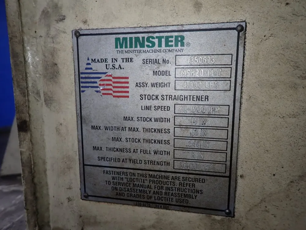 Minster 20 1/2" Servo Roll Feeder - Msh20-14-7