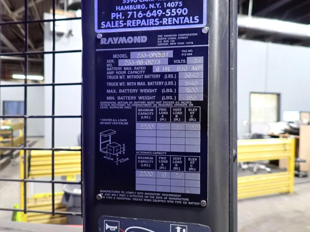 Raymond 2200 Lbs Electric Stand Up Fork Lift - 233-0pc30t