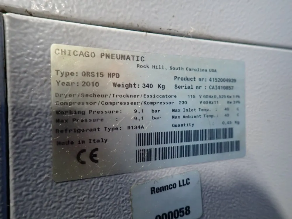 Chicago Pneumatic Air Compressor - Qrs 15 Hpd