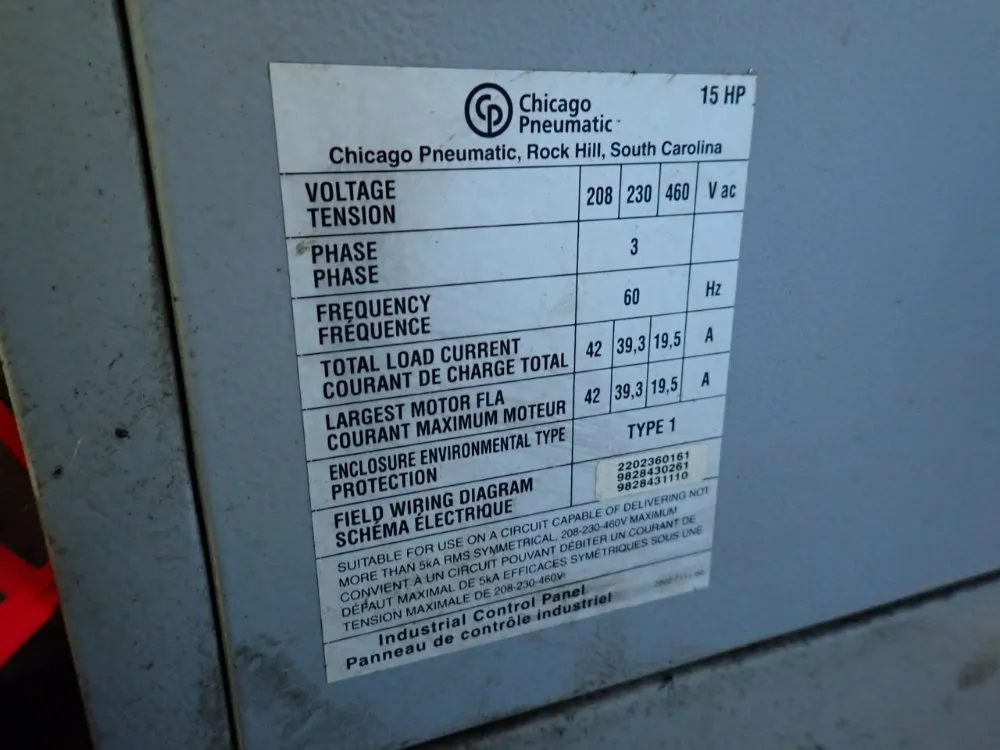 Chicago Pneumatic Air Compressor - Qrs 15 Hpd
