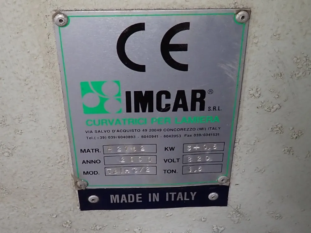 Imcar 62" Roll Plate Bender - Tsih 3/2