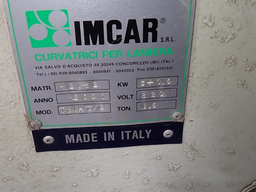 Imcar 62" Roll Plate Bender - Tsih 3/2