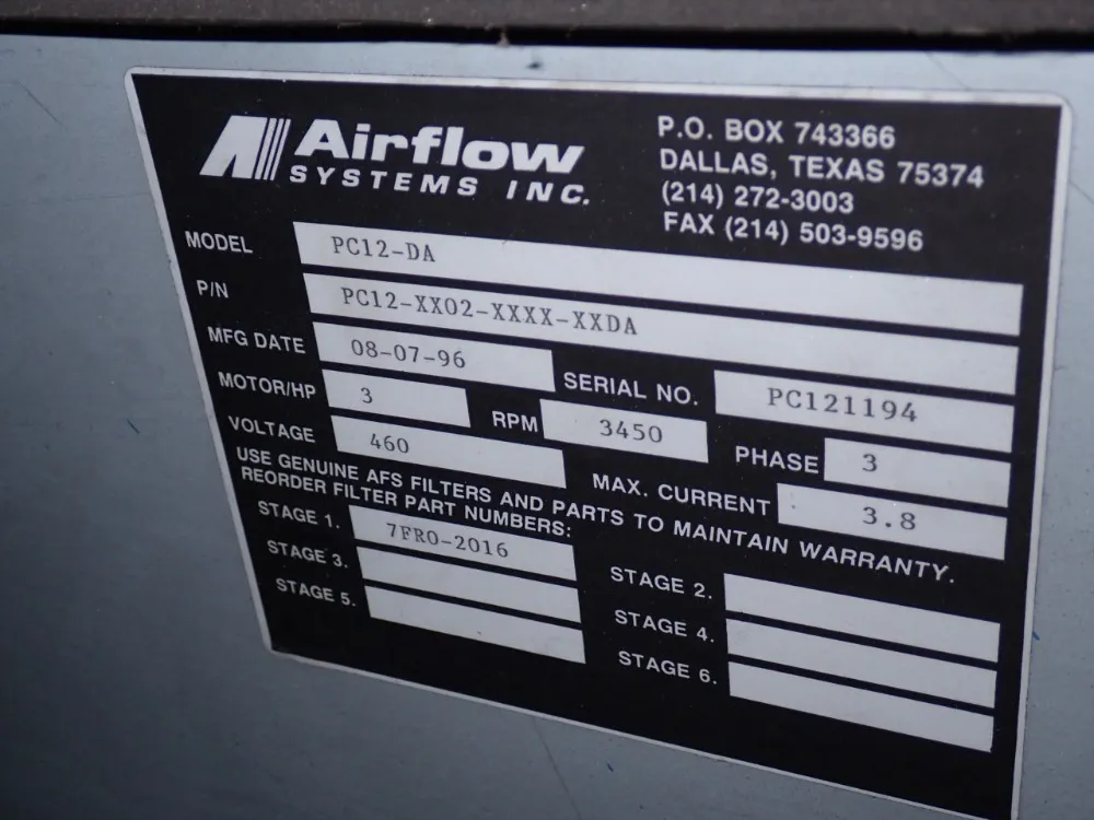 Airflow Systems 3 Hp Air Cleaner - Pc12-da