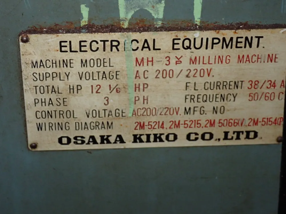 Okk / Osaka Kiko 65" X 14" Horizontal Mill - Mh-3v