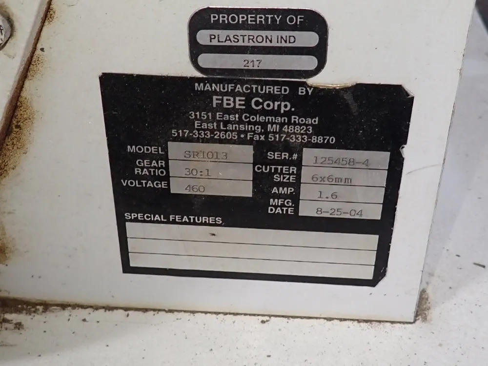 Fbe Corp 0.75 Kw Granulator - Sr-1013