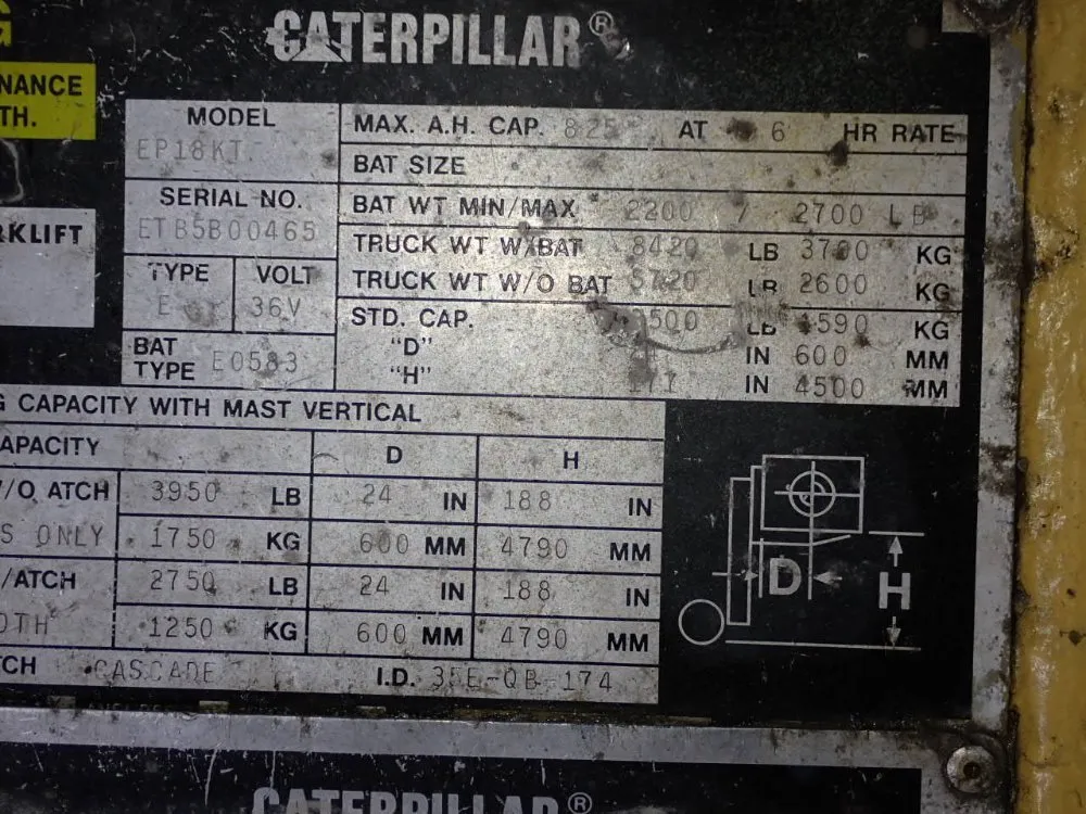 Caterpillar 2750 Lbs Electric Forklift - Ep18kt