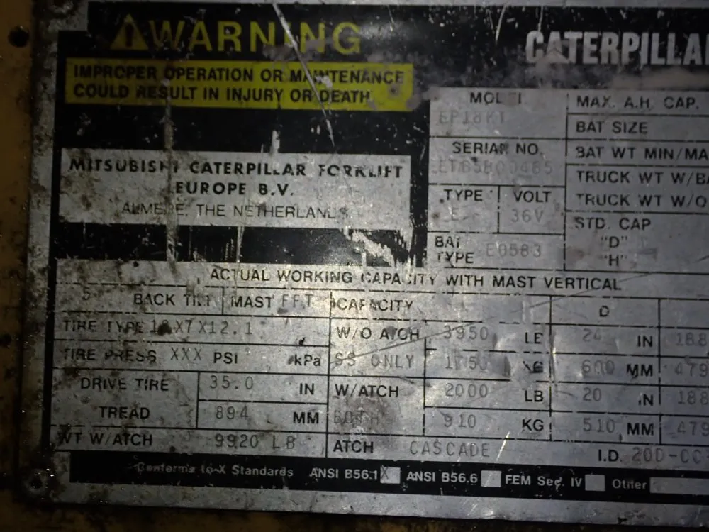 Caterpillar 2750 Lbs Electric Forklift - Ep18kt