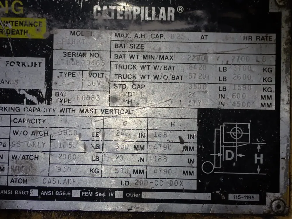 Caterpillar 2750 Lbs Electric Forklift - Ep18kt
