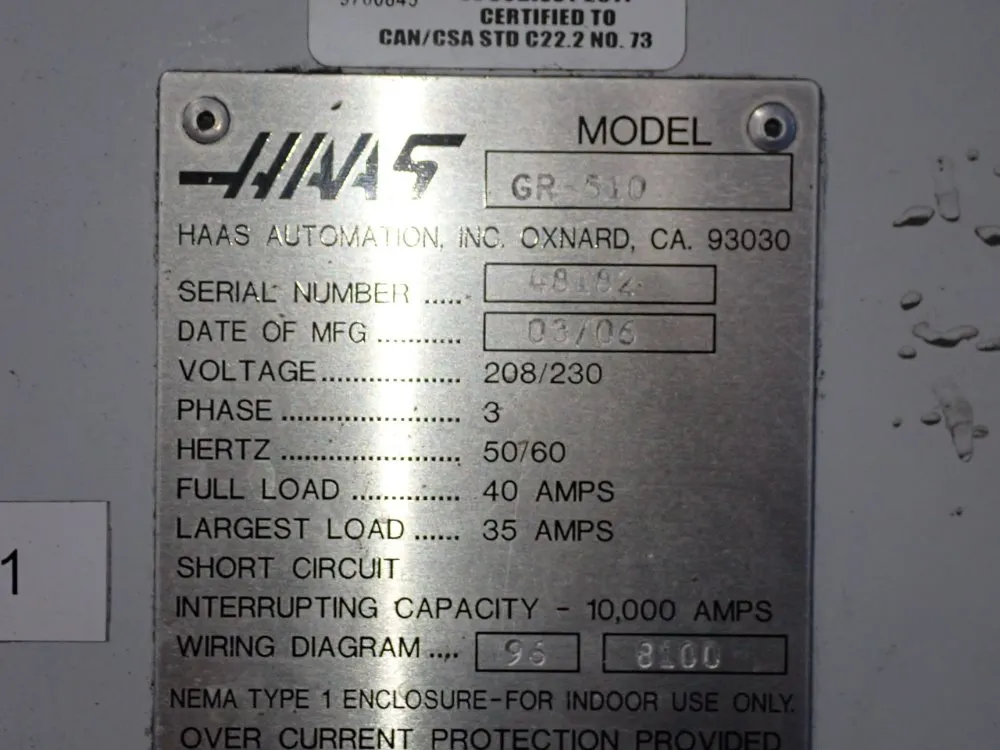 Haas 53" X 122" Cnc Router - Gr-510