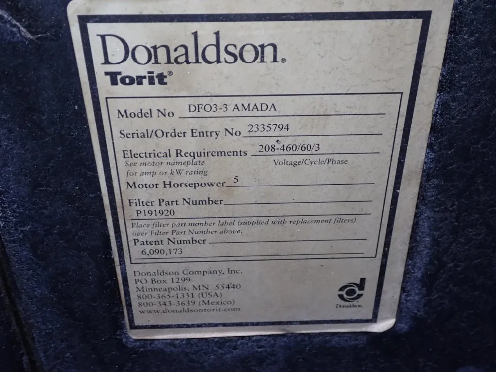 Torit Donaldson 5 Hp Dust Collector - Df03 Amada