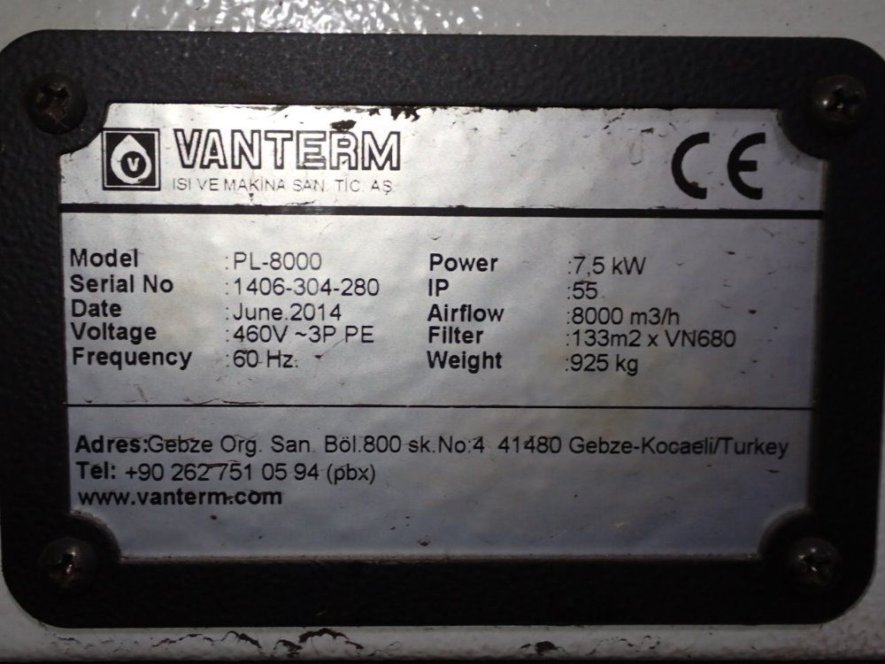 Vanterm 7.5 Kw Plasma Filter Unit - Pl-8000