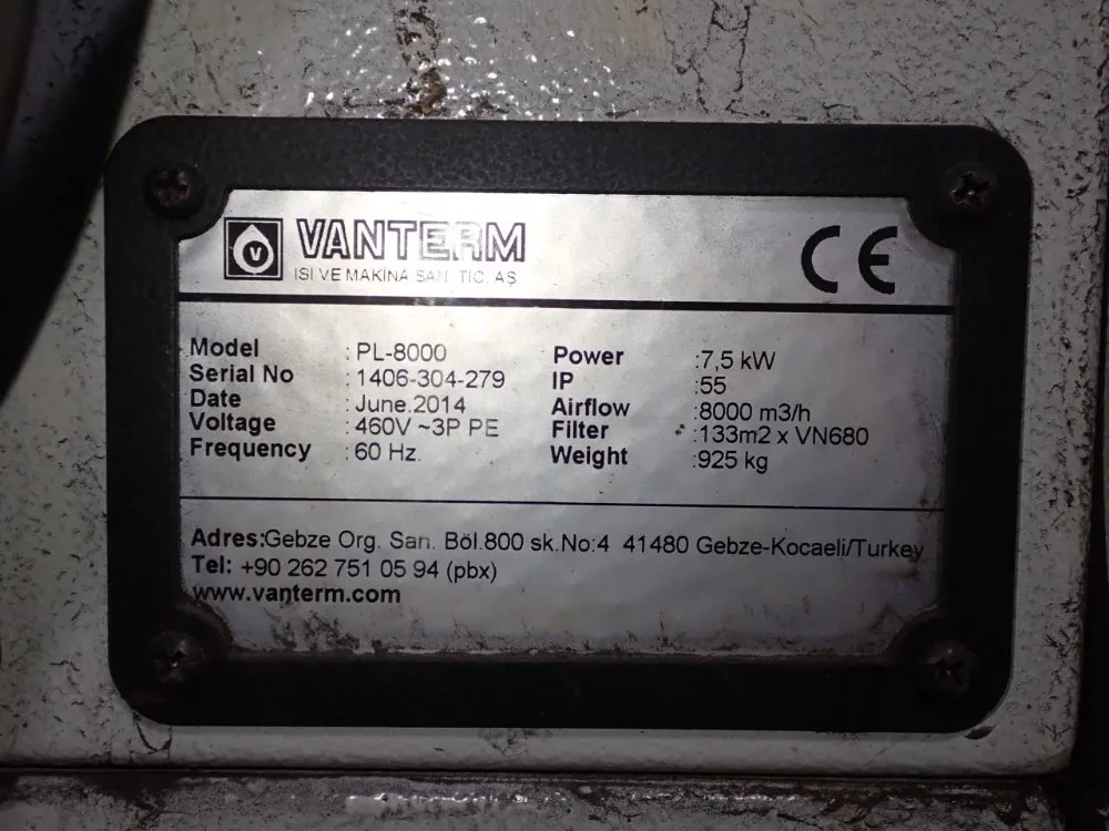 Vanterm 7.5 Kw Plasma Filter Unit - Pl-8000