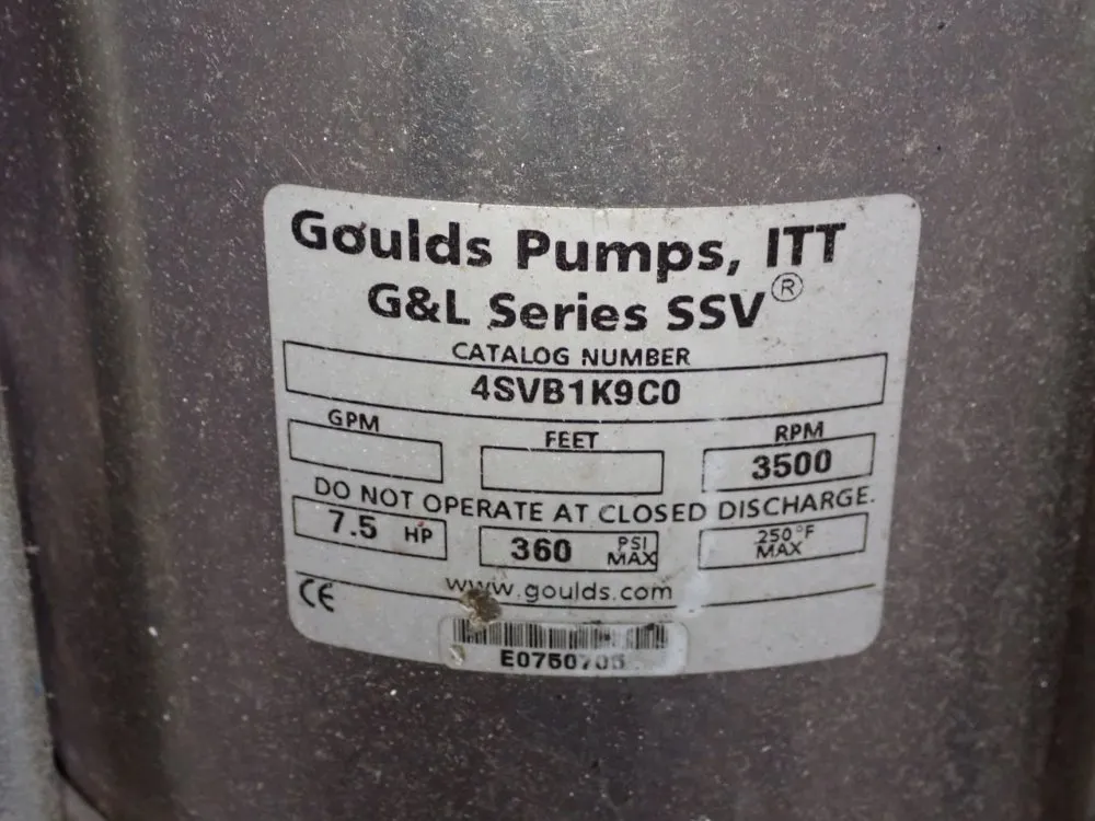 Goulds Pump 7.5 Hp Pump - 4svb1k9c0