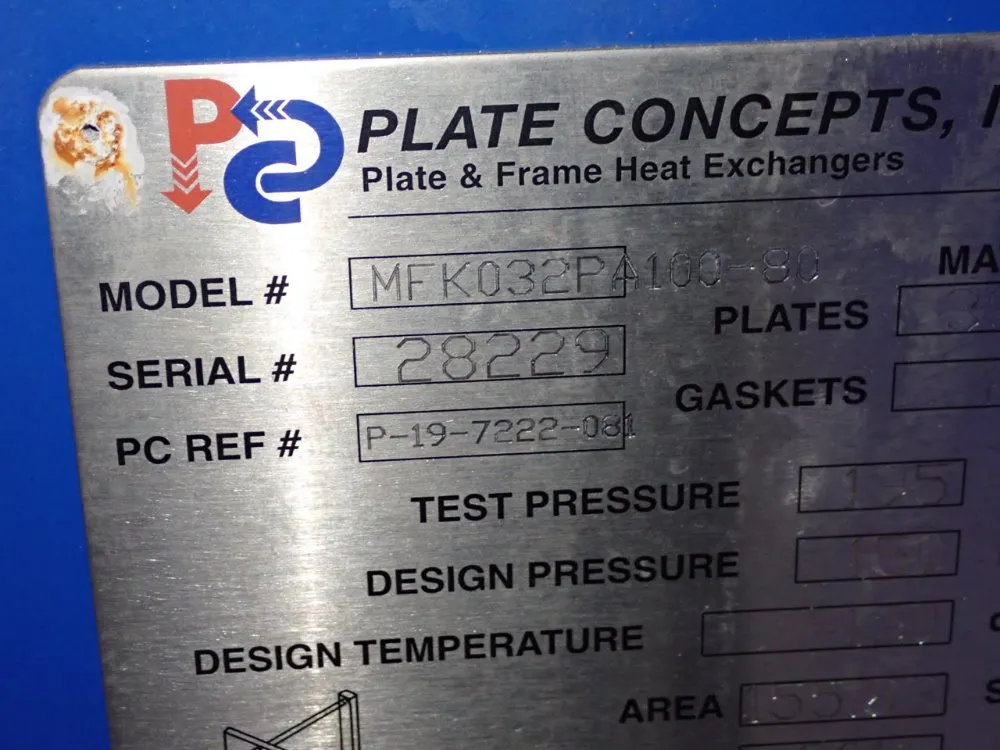 Plate Concepts Heat Exchanger - Mfk032pa100-80