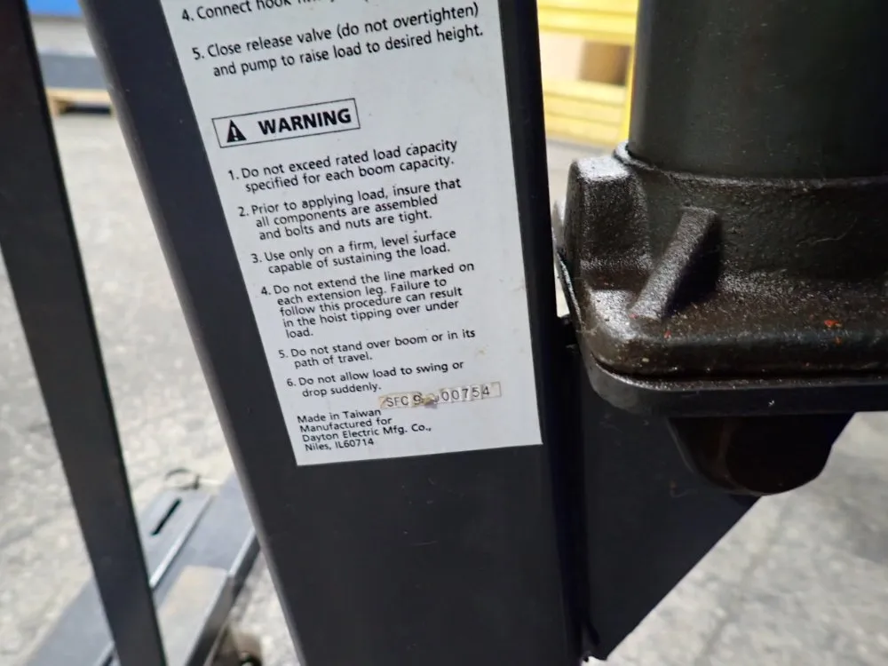 Dayton 1 Ton Fold Away Mobile Crane - 3zc72