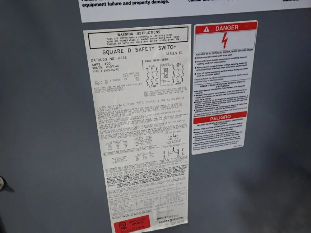 Square D 400 A Fusible Disconnect - H325