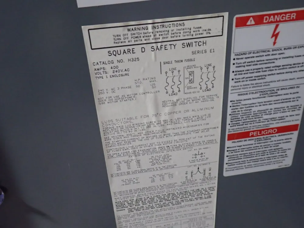 Square D 400 A Fusible Disconnect - H325