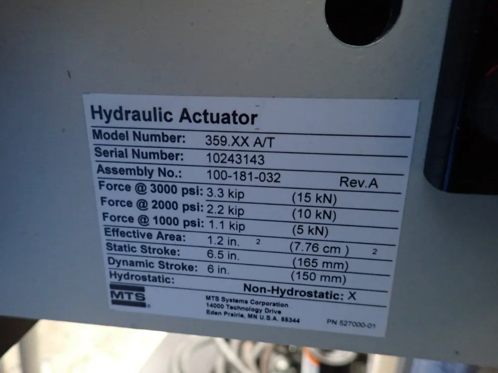 Mts Fatique Test System - 359xx A/t / 505.07
