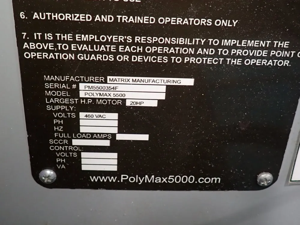 Matrix Manufacturing Densifier - Polymax 5500