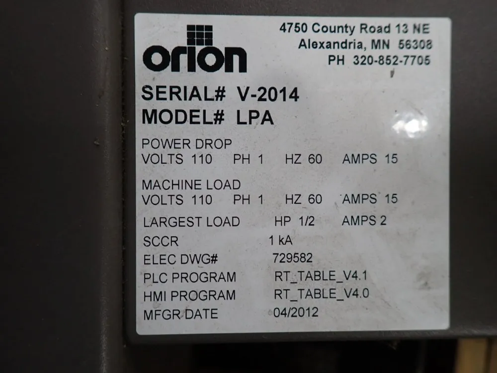 Orion Packaging Systems, Inc. Stretch Wrapper - Lpa