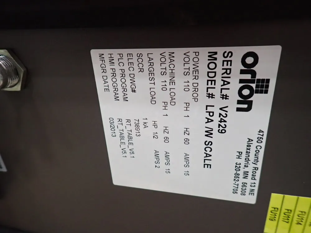 Orion Packaging Systems, Inc. Stretch Wrapper - Lpa/w Scale