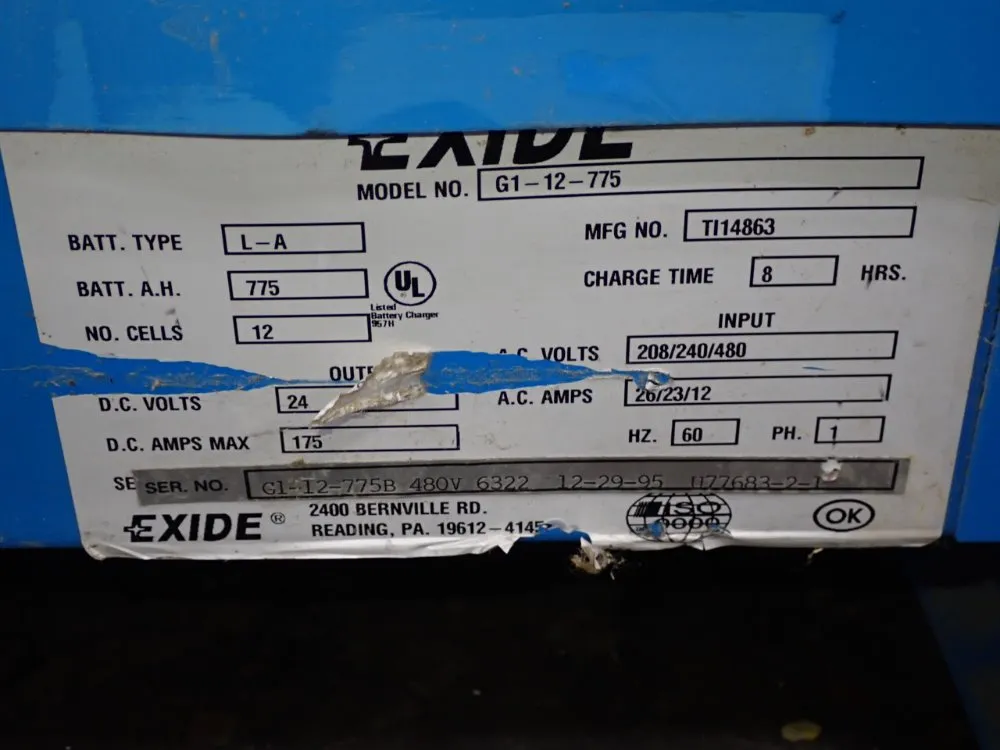 Exide 24b / 775 A.h. Battery Charger - G1-12-775