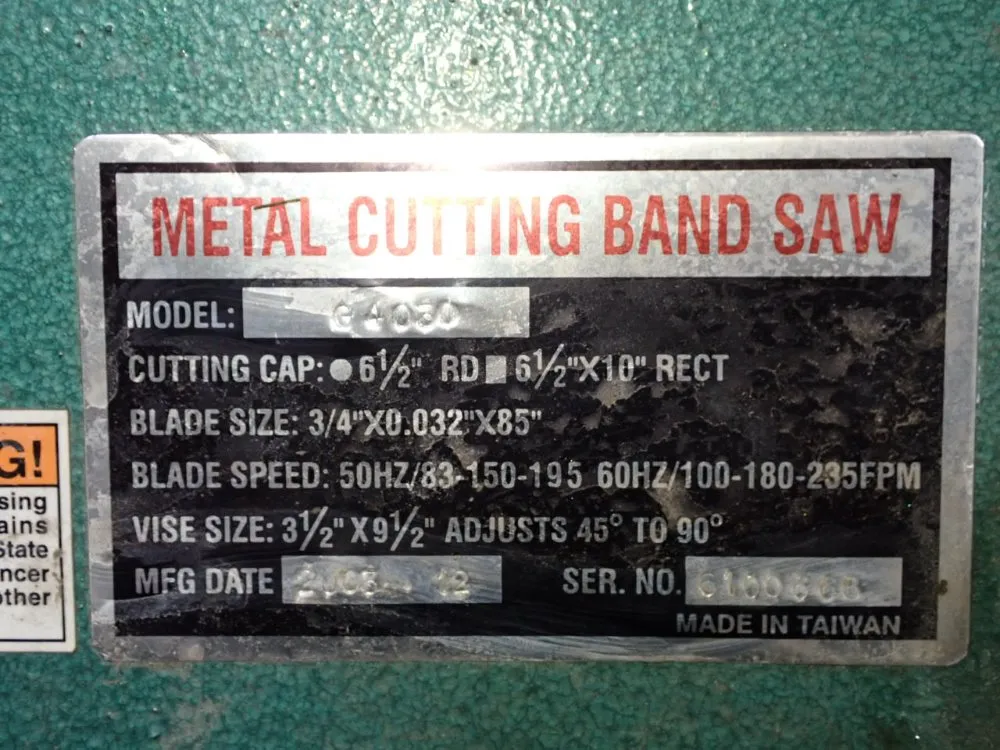 Grizzly 6 1/2" X 13" Horizontal Band Saw - G4030